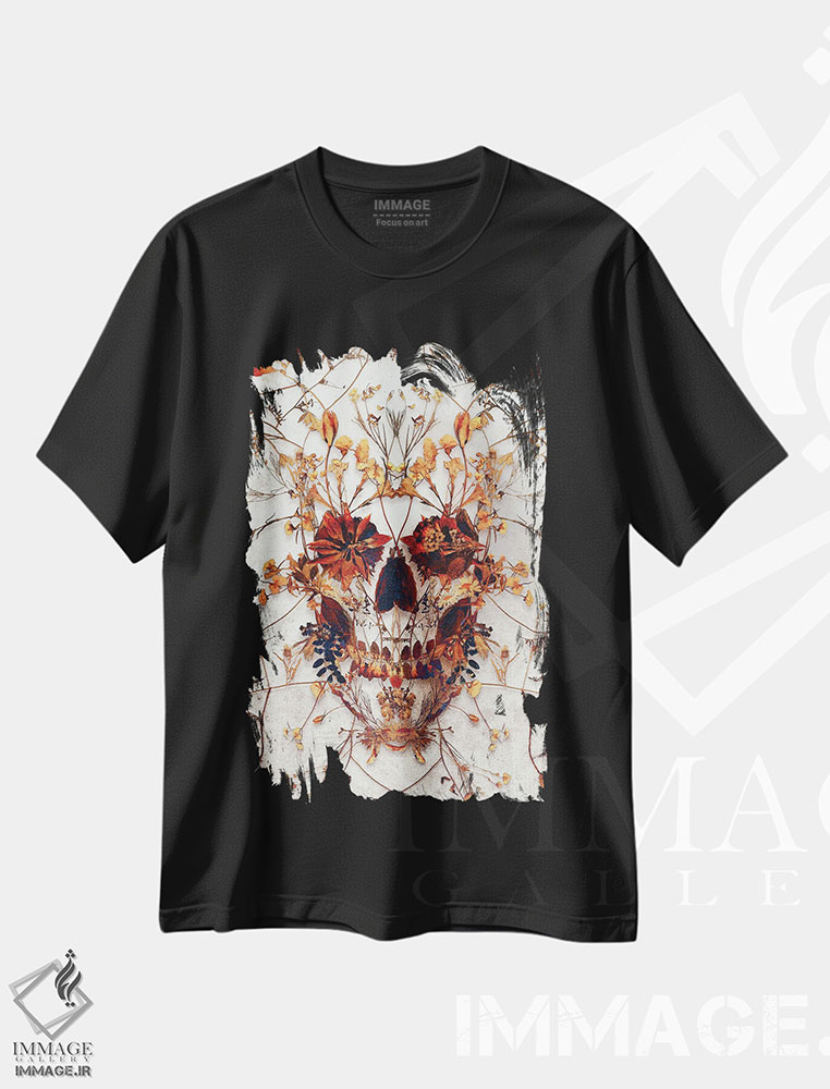 تیشرت طرح دار جمجمه ظریف، دکوراسیون جایگزین اثر علی گولچ | فروشگاه ایماژ