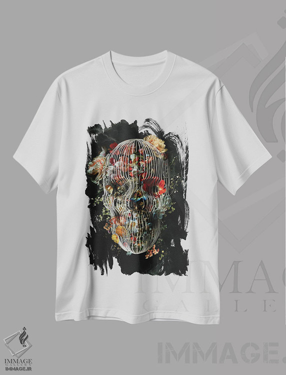 تیشرت طرح دار جمجمه قفس، دکوراسیون جایگزین اثر علی گولچ | immage.ir