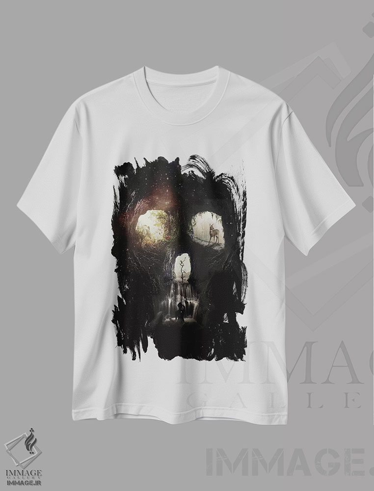 تیشرت طرح دار جمجمه غار، دکوراسیون جایگزین اثر علی گولچ | immage.ir
