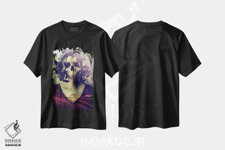 تیشرت طرح دار دوست دختر جمجمه ای، دکوراسیون جایگزین اثر علی گولچ | فروشگاه ایماژ