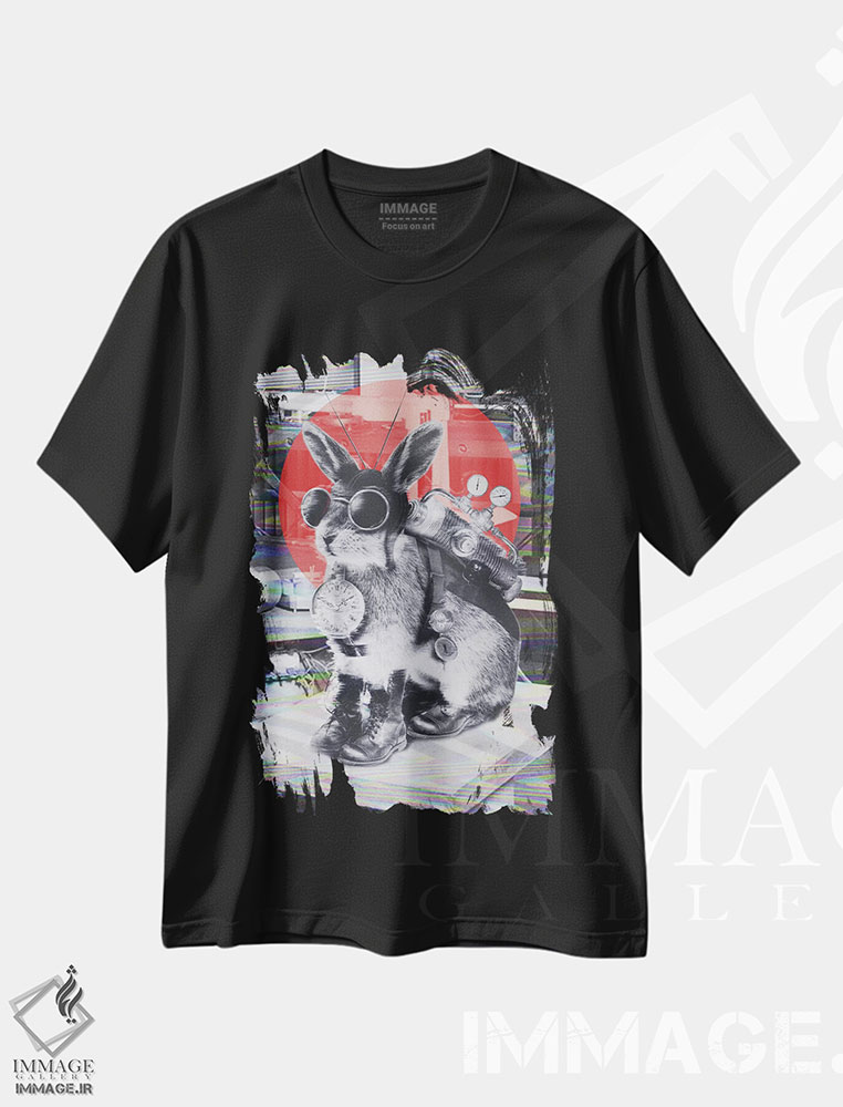تیشرت طرح دار سفرکننده در زمان، دکوراسیون جایگزین اثر علی گولچ | فروشگاه ایماژ
