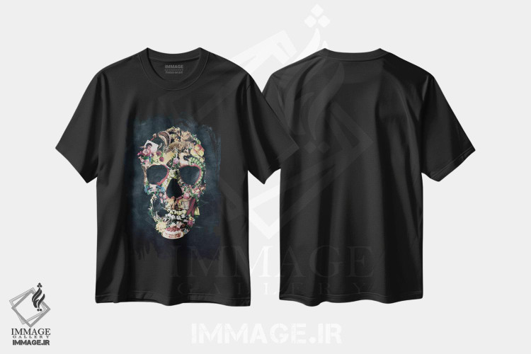 تیشرت طرح دار جمجمه قدیمی، دکوراسیون جایگزین اثر علی گولچ | فروشگاه ایماژ