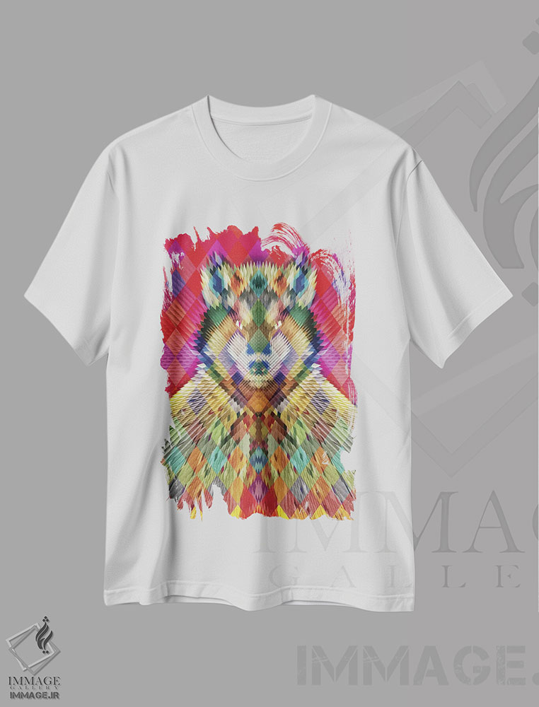 تیشرت طرح دار گرگ شرکتی، دکوراسیون جایگزین اثر علی گولچ | immage.ir
