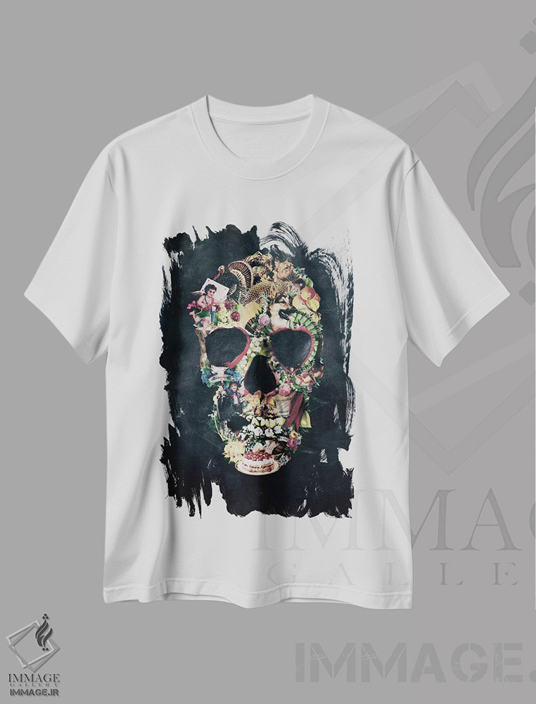 تیشرت طرح دار جمجمه قدیمی، دکوراسیون جایگزین اثر علی گولچ | immage.ir