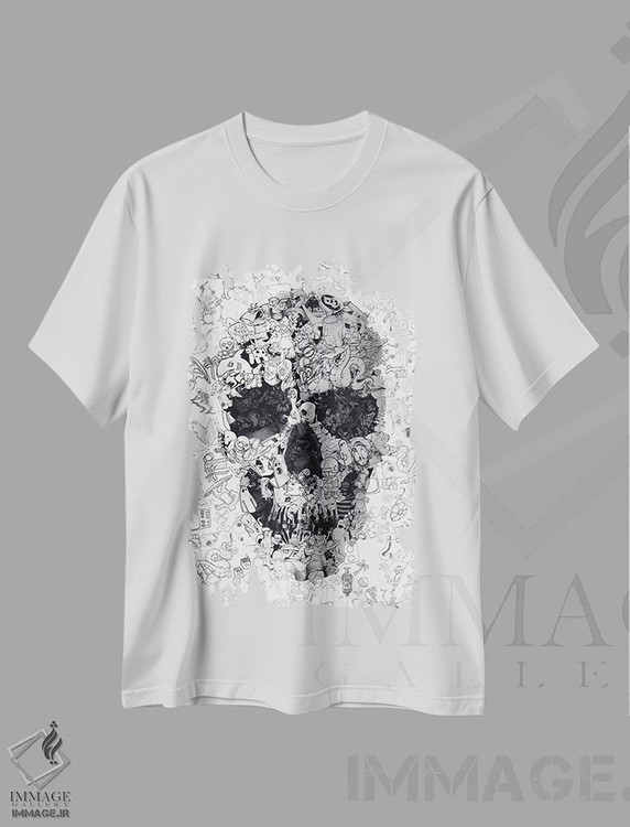 تیشرت طرح دار جمجمه خط خطی، هنر دیجیتال اثر علی گولچ | immage.ir