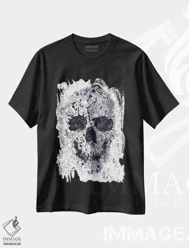 تیشرت طرح دار جمجمه خط خطی، هنر دیجیتال اثر علی گولچ | فروشگاه ایماژ