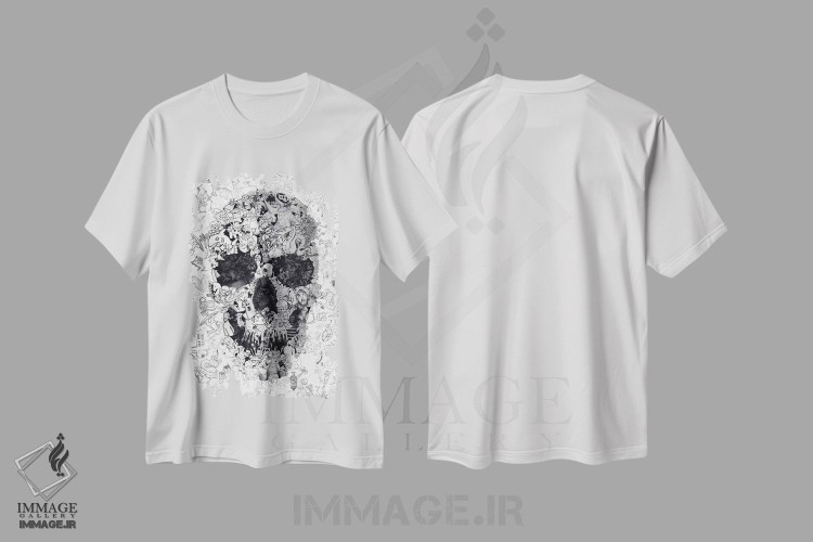 تیشرت طرح دار جمجمه خط خطی، هنر دیجیتال اثر علی گولچ | immage.ir