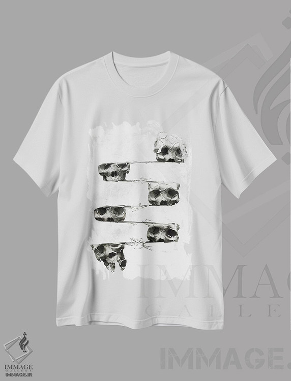 تیشرت طرح دار جمجمه تحریف شده، دکوراسیون جایگزین اثر علی گولچ | immage.ir