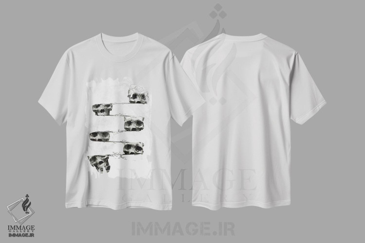 تیشرت طرح دار جمجمه تحریف شده، دکوراسیون جایگزین اثر علی گولچ | immage.ir