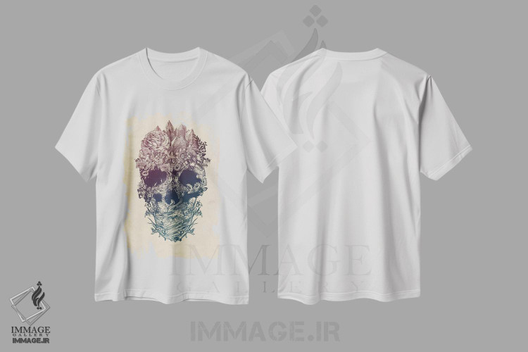 تیشرت طرح دار جمجمه گل دار، هنر دیجیتال اثر علی گولچ | immage.ir