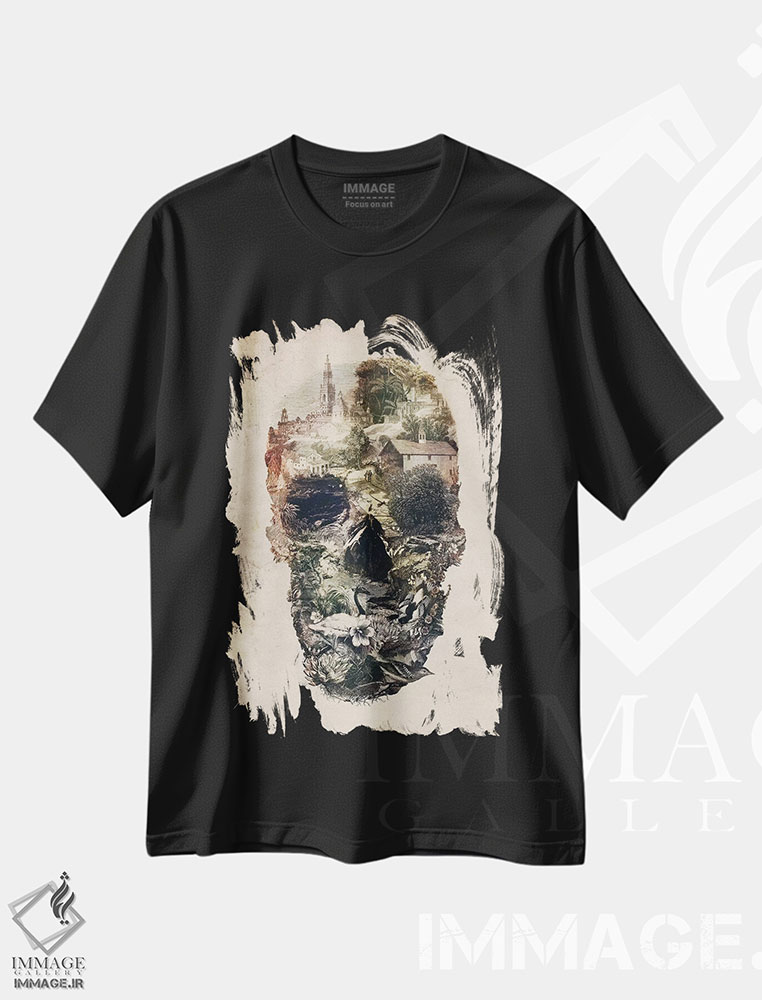 تیشرت طرح دار شهر جمجمه، هنر دیجیتال اثر علی گولچ | فروشگاه ایماژ