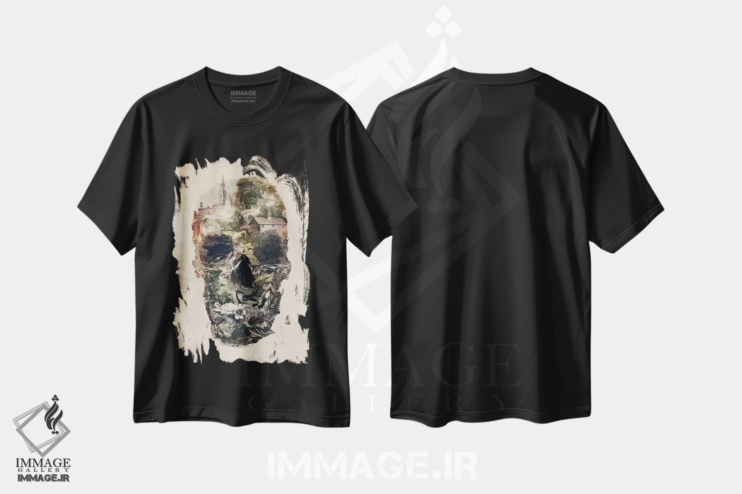 تیشرت طرح دار شهر جمجمه، هنر دیجیتال اثر علی گولچ | فروشگاه ایماژ