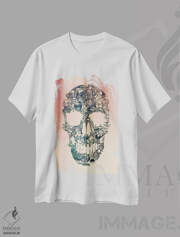 تیشرت طرح دار جمجمه وینتیج، هنر دیجیتال اثر علی گولچ | immage.ir