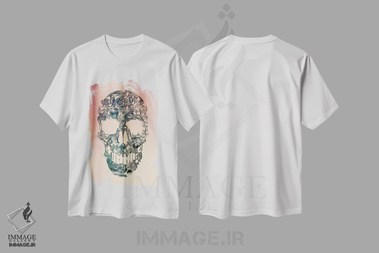تیشرت طرح دار جمجمه وینتیج، هنر دیجیتال اثر علی گولچ | immage.ir