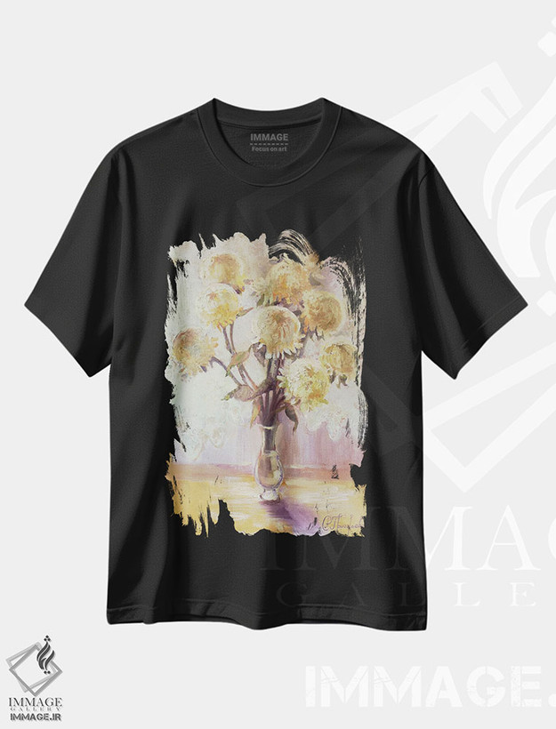 تیشرت طرح دار ۹ گل داوودی، هنر فاخر معاصر اثر آناستاسیا گریگوریوا | فروشگاه ایماژ