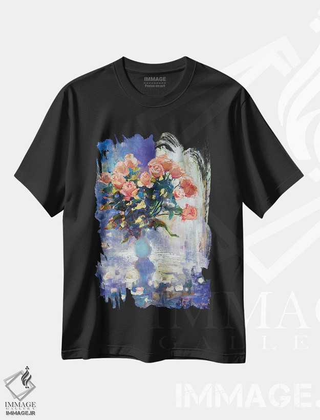 تیشرت طرح دار رزها در زمستان، هنر فاخر معاصر اثر آناستاسیا گریگوریوا | فروشگاه ایماژ