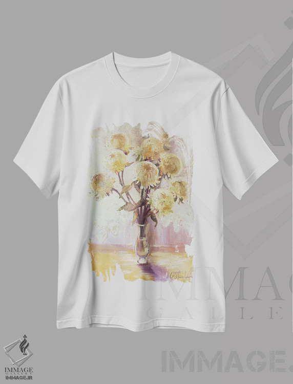 تیشرت طرح دار ۹ گل داوودی، هنر فاخر معاصر اثر آناستاسیا گریگوریوا | immage.ir