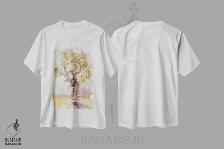 تیشرت طرح دار ۹ گل داوودی، هنر فاخر معاصر اثر آناستاسیا گریگوریوا | immage.ir