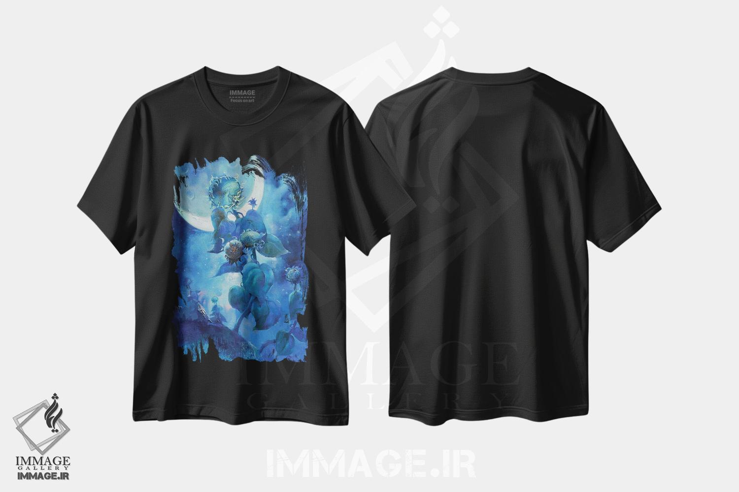 تیشرت طرح دار ماه نو، هنر فاخر معاصر اثر آناستاسیا گریگوریوا | فروشگاه ایماژ