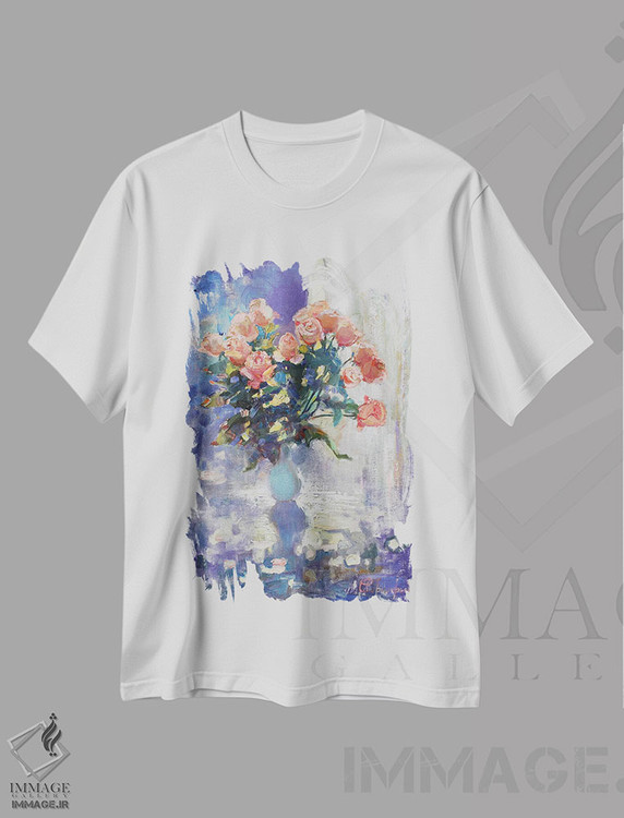 تیشرت طرح دار رزها در آوریل، هنر فاخر معاصر اثر آناستاسیا گریگوریوا | immage.ir