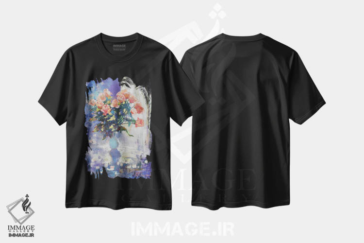 تیشرت طرح دار رزها در آوریل، هنر فاخر معاصر اثر آناستاسیا گریگوریوا | فروشگاه ایماژ