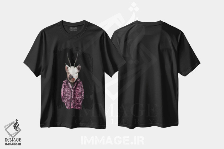 تیشرت طرح دار پرسی خوکچه، هنر دیجیتال اثر آرک و گوستز | فروشگاه ایماژ