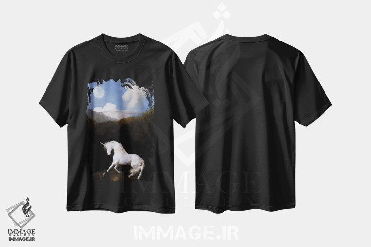 تیشرت طرح دار اسب شاخدار، هنر دیجیتال اثر آرک و گوستز | فروشگاه ایماژ