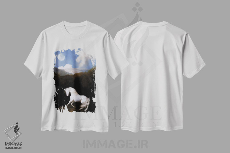 تیشرت طرح دار اسب شاخدار، هنر دیجیتال اثر آرک و گوستز | immage.ir