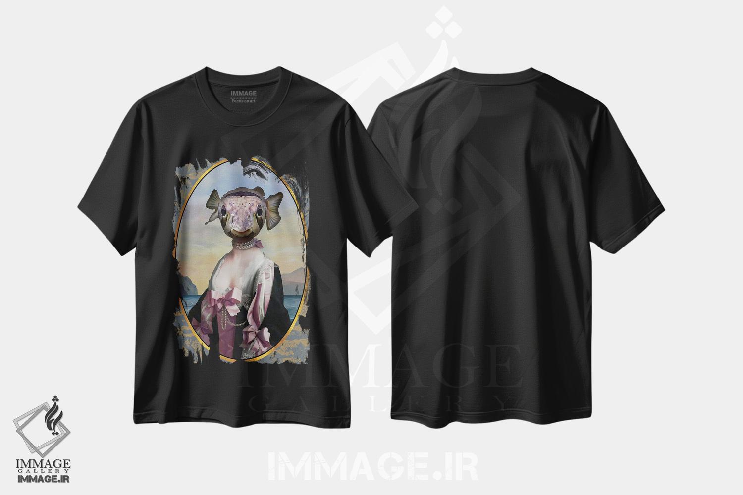 تیشرت طرح دار بانو ماهی، هنر فاخر معاصر اثر آلن ماگالون | فروشگاه ایماژ
