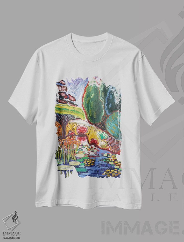 تیشرت طرح دار باغ رؤیایی سی و دوم، هنر فاخر معاصر اثر آنتئو گرمی | immage.ir