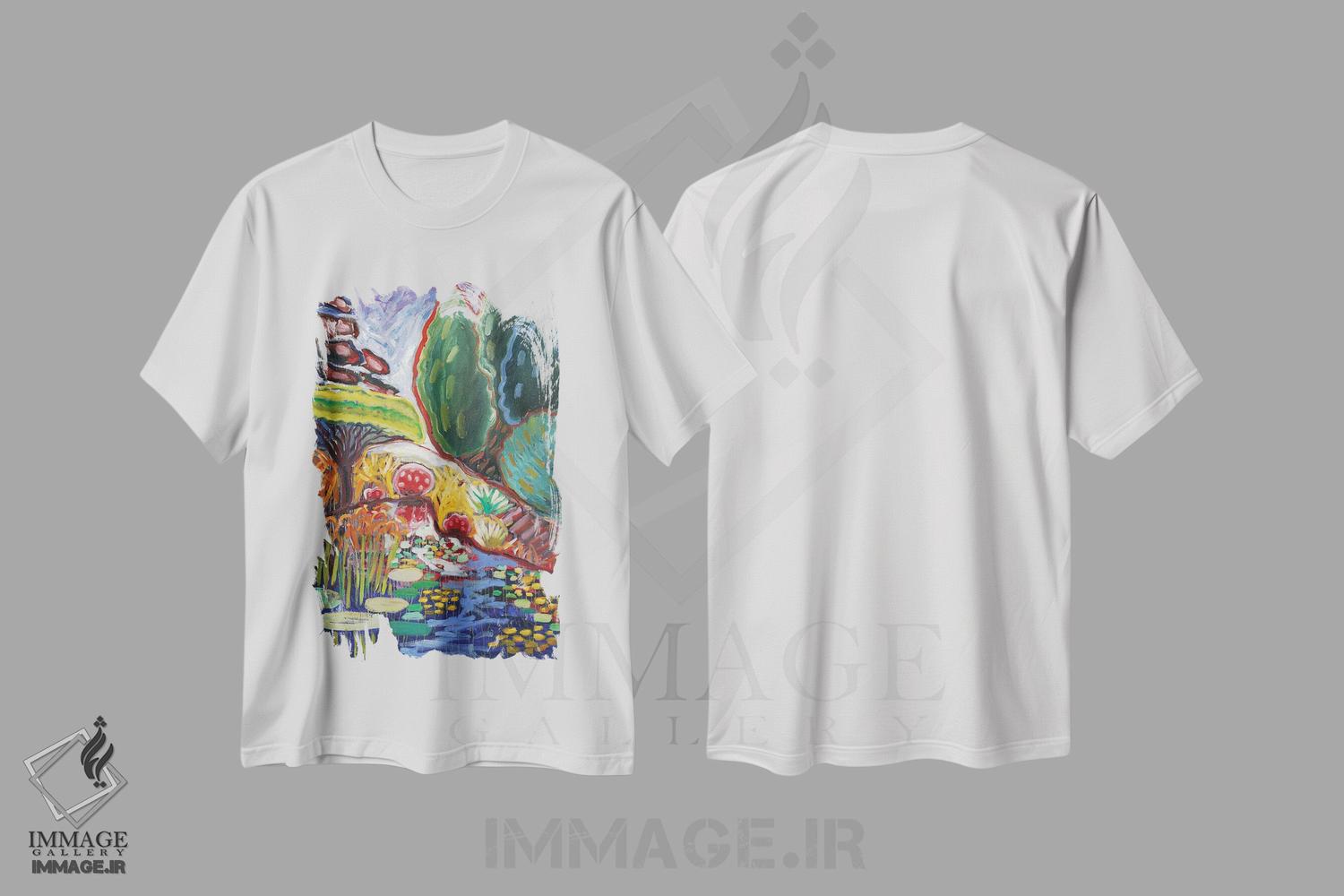تیشرت طرح دار باغ رؤیایی سی و دوم، هنر فاخر معاصر اثر آنتئو گرمی | immage.ir