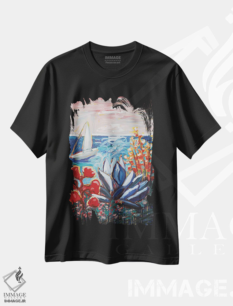 تیشرت طرح دار حال و هوای مدیترانه ای، هنر فاخر معاصر اثر آنتئو گرمی | فروشگاه ایماژ