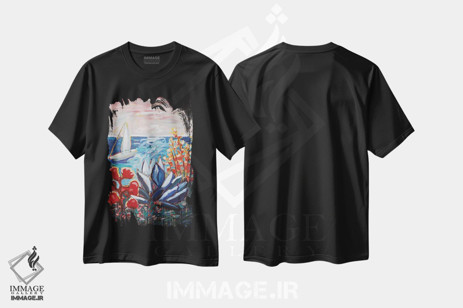 تیشرت طرح دار حال و هوای مدیترانه ای، هنر فاخر معاصر اثر آنتئو گرمی | فروشگاه ایماژ