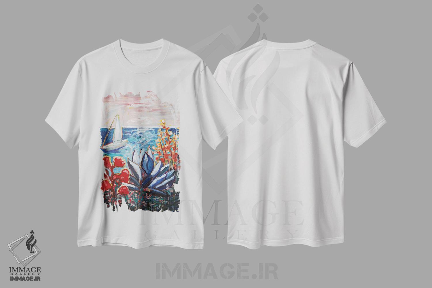 تیشرت طرح دار حال و هوای مدیترانه ای، هنر فاخر معاصر اثر آنتئو گرمی | immage.ir