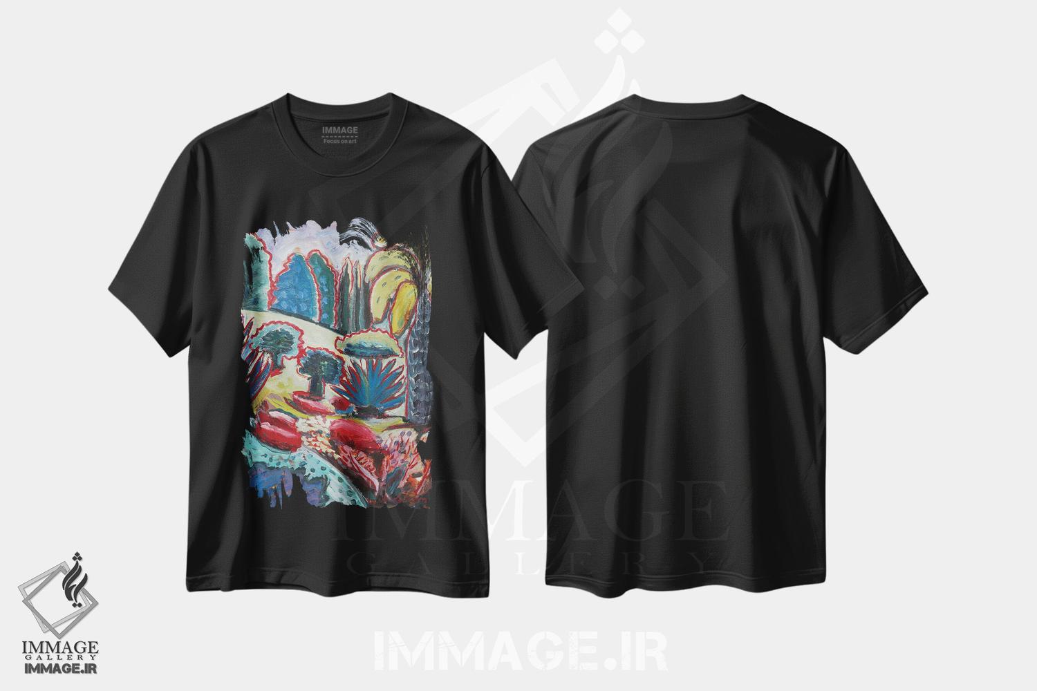 تیشرت طرح دار باغ رؤیایی هفتم، هنر فاخر معاصر اثر آنتئو گرمی | فروشگاه ایماژ