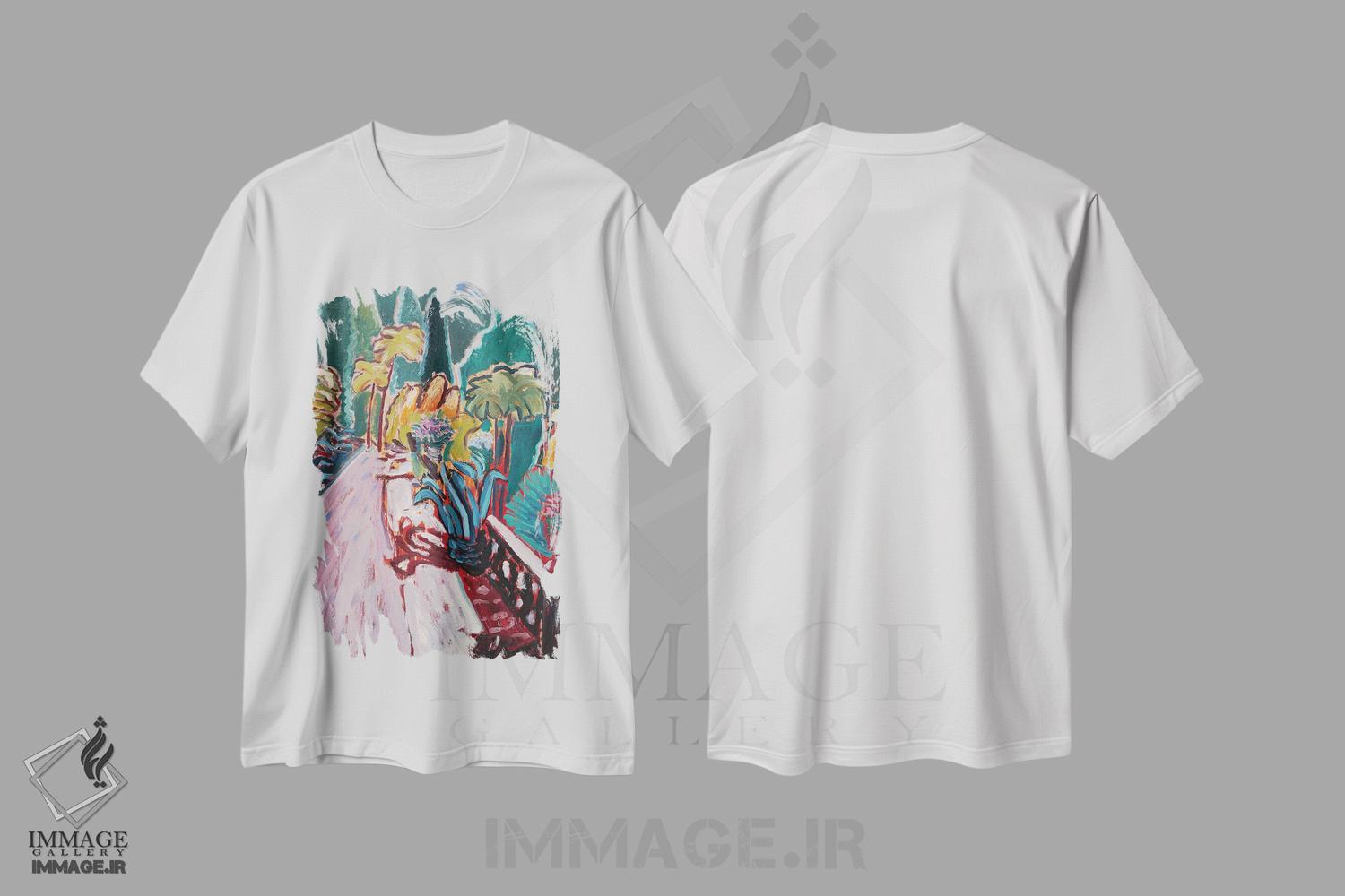 تیشرت طرح دار باغ رؤیایی یازدهم، هنر فاخر معاصر اثر آنتئو گرمی | immage.ir