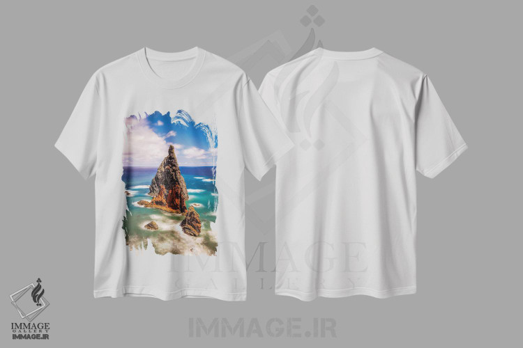 تیشرت طرح دار صخره جزیره مادیرا پرتغال، مدیوم اثر الکس جی پرز | immage.ir