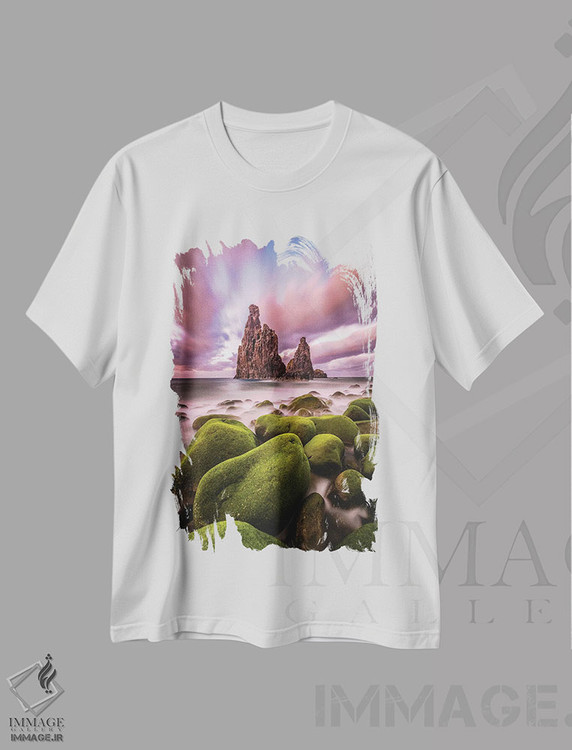 تیشرت طرح دار غروب صخره ساحلی جزیره مادیرا پرتغال، مدیوم اثر الکس جی پرز | immage.ir