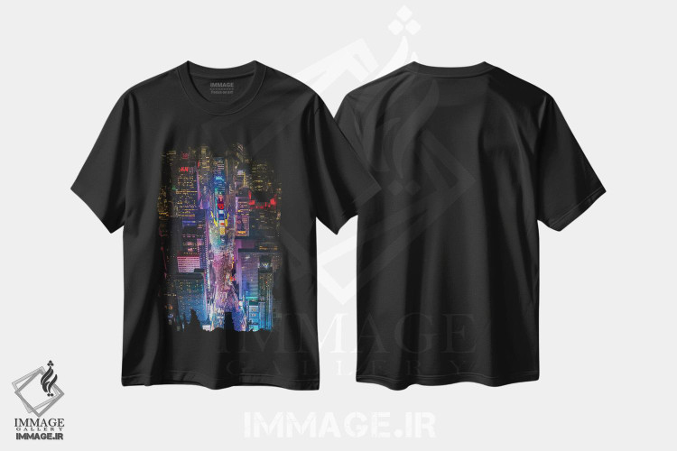 تیشرت طرح دار افق میدان تایمز منهتن نیویورک، عکاسی هوایی اثر الکس جی پرز | فروشگاه ایماژ