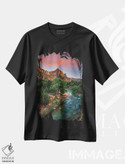 تیشرت طرح دار پیاده روی در پارک ملی زایون، غروب، مدیوم اثر الکس جی پرز | فروشگاه ایماژ