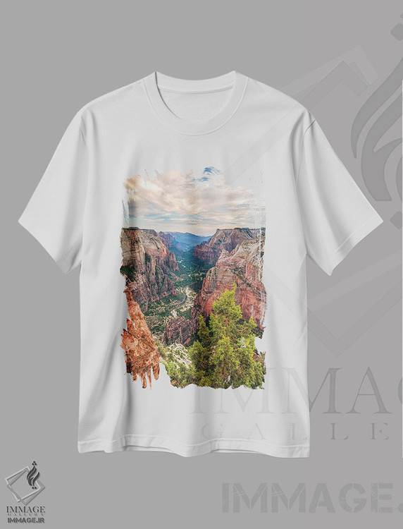 تیشرت طرح دار پیاده روی در پارک ملی زایون، غروب، مدیوم اثر الکس جی پرز | immage.ir