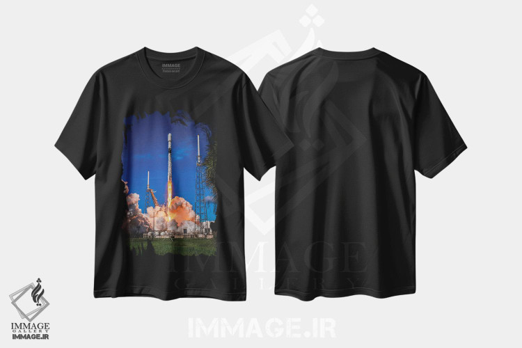 تیشرت طرح دار پرواز موشک به سمت غروب آفتاب، مدیوم اثر الکس جی پرز | فروشگاه ایماژ