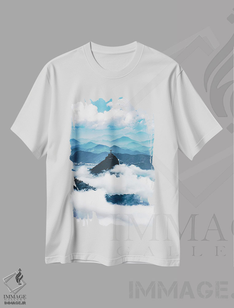 تیشرت طرح دار مجسمه مسیح منجی در میان ابرها، برزیل، مدیوم اثر الکس جی پرز | immage.ir