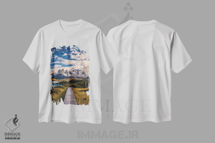 تیشرت طرح دار مناظر کوهستانی توریس دل پاین، پاتاگونیا، شیلی، مدیوم اثر الکس جی پرز | immage.ir
