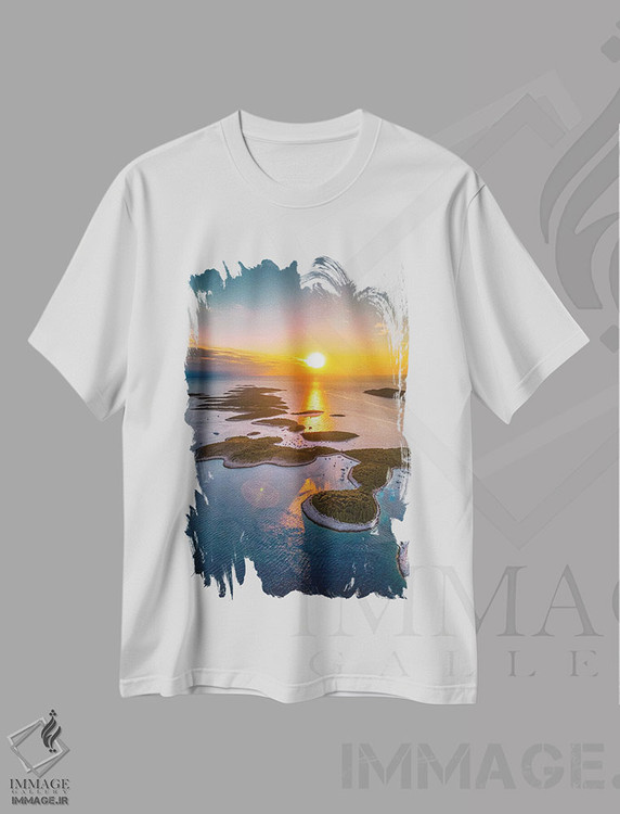 تیشرت طرح دار غروب از نمای هوایی جزایر هوار، کرواسی، مدیوم اثر الکس جی پرز | immage.ir