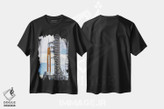 تیشرت طرح دار نمای نزدیک موشک آرتیمیس SLS ناسا بر سکوی پرتاب، مدیوم اثر الکس جی پرز | فروشگاه ایماژ