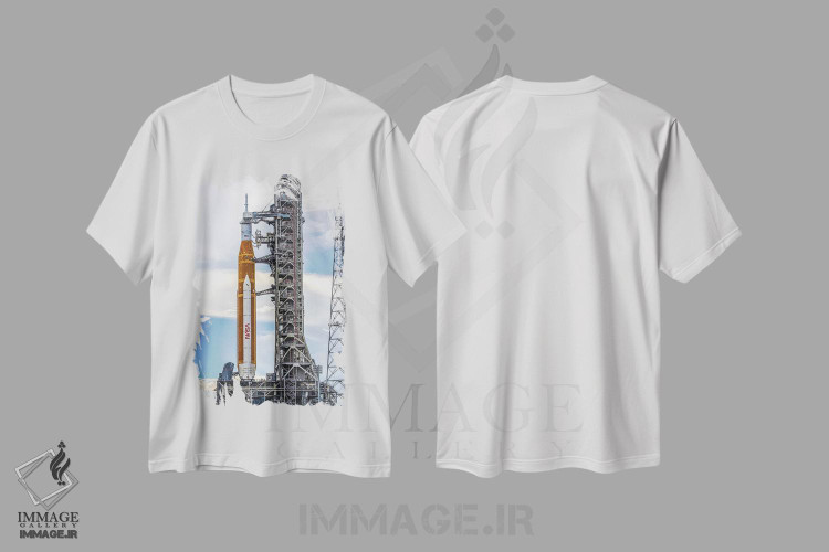 تیشرت طرح دار نمای نزدیک موشک آرتیمیس SLS ناسا بر سکوی پرتاب، مدیوم اثر الکس جی پرز | immage.ir