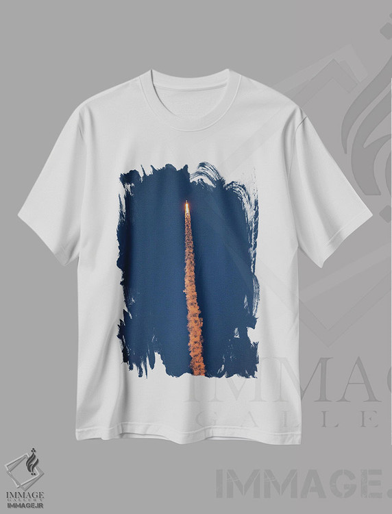 تیشرت طرح دار عبور فالکن ۹ اسپیس اکس همراه با ماه، مدیوم اثر الکس جی پرز | immage.ir
