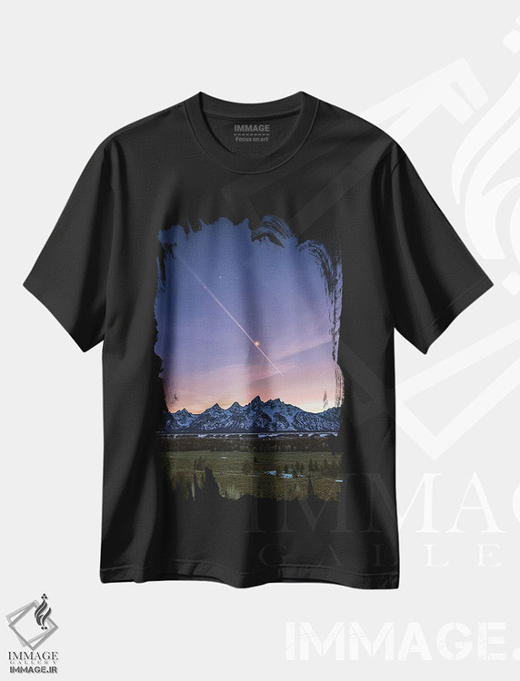 تیشرت طرح دار کوه های بزرگ تیتون، ساعت آبی، مدیوم اثر الکس جی پرز | فروشگاه ایماژ