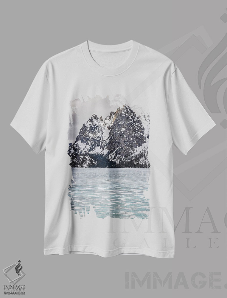 تیشرت طرح دار دریاچه یخ زده کوه های بزرگ تیتون، مدیوم اثر الکس جی پرز | immage.ir